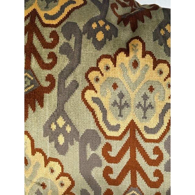 Ikat Velvet in Sage Pillows- a Pair For Sale In Greensboro - Image 6 of 7