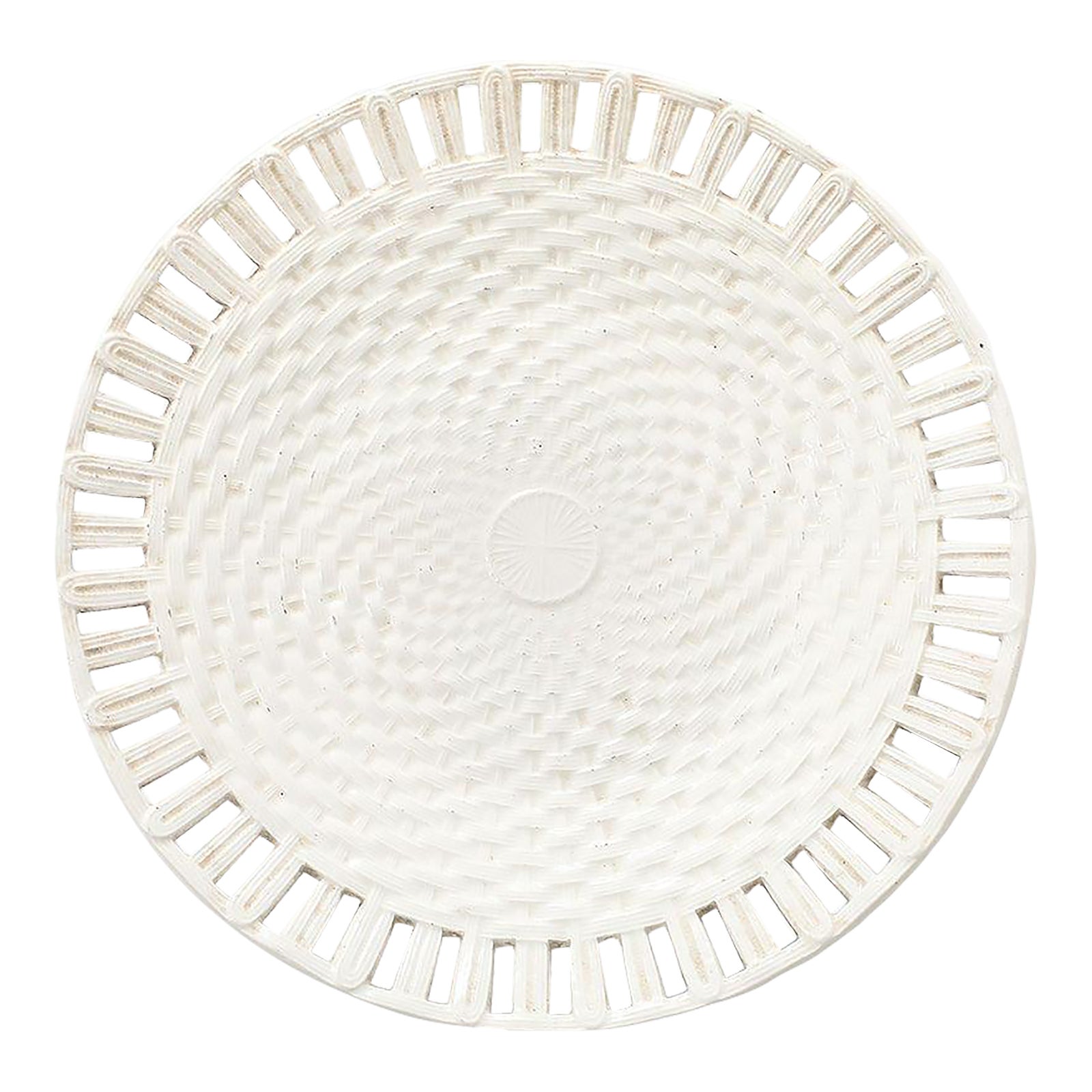Antique Creamware Basketweave Plate | Chairish