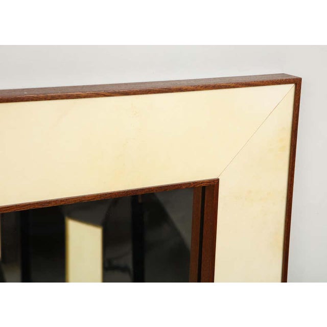 Bespoke Parchment Framed Mirror With Mahogany Frame For Sale - Image 4 of 9