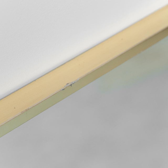 Larhge Rectangular Mirror with Brass and Suede Frame, 1970s For Sale - Image 4 of 11