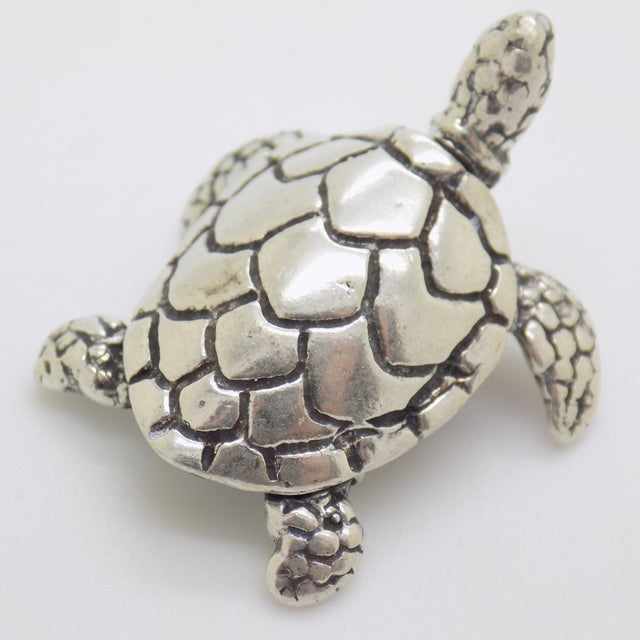 Vintage Italian Handmade Silver Loggerhead Sea Turtle Figurine, 1980s For Sale - Image 11 of 11