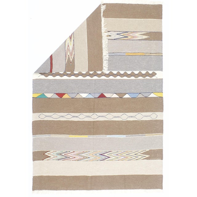 Mid Century Swedish Kilim Rug 4’10"x 7’2”. A technique rather than a type of rug. Technique is: slit tapestry, warp shared...