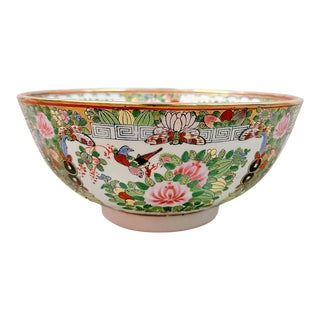 20th Century Rose Famille Medallion Large Bowl For Sale