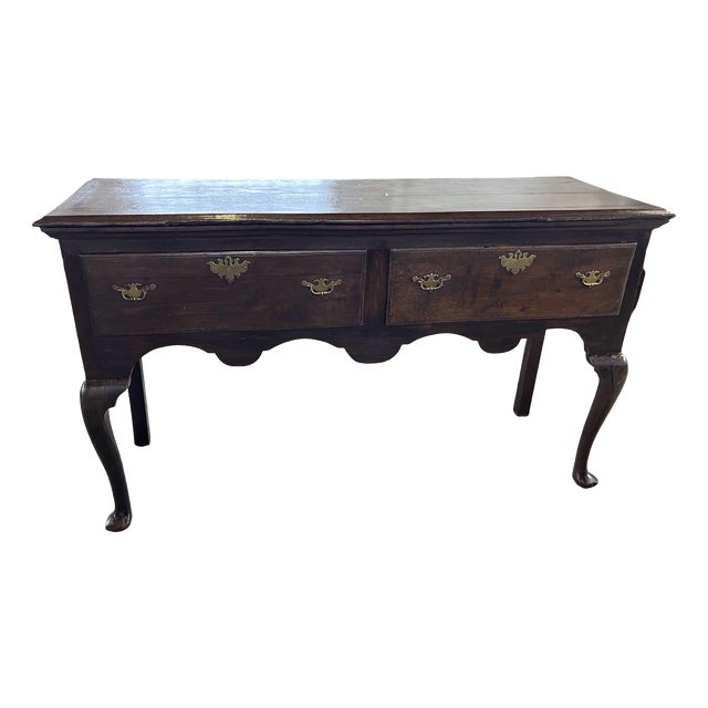 19th Century English Queen Anne Oak Console Table For Sale