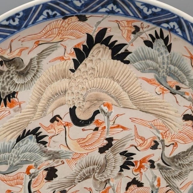 Large Japanese Late Edo Charger With Cranes For Sale - Image 4 of 6