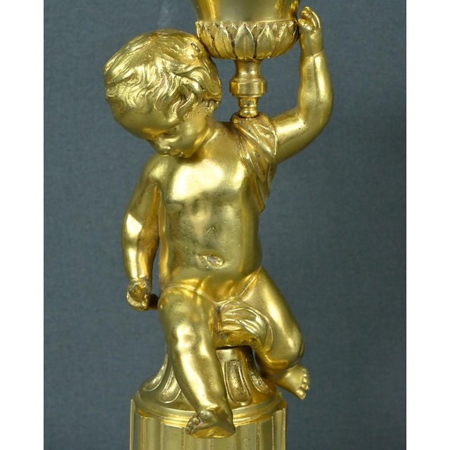 Gold Mid-19th Century Louis XVI Gilt Bronze Candleholders, Set of 2 For Sale - Image 8 of 18
