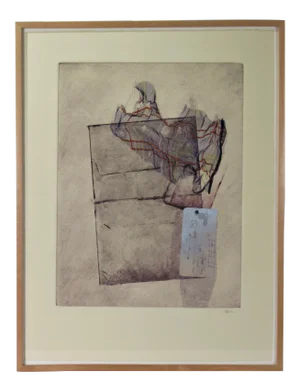 Inez Storer, "Diagrams" Monotype with collage, 1982