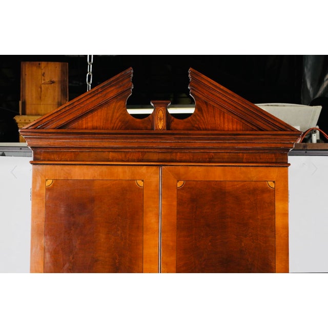 Brown Late 20th Century Stunning Federal Style Mahogany Two-Part Secretary Bookcase | Inlaid Drop Front Desk | Like New Condition For Sale - Image 8 of 13