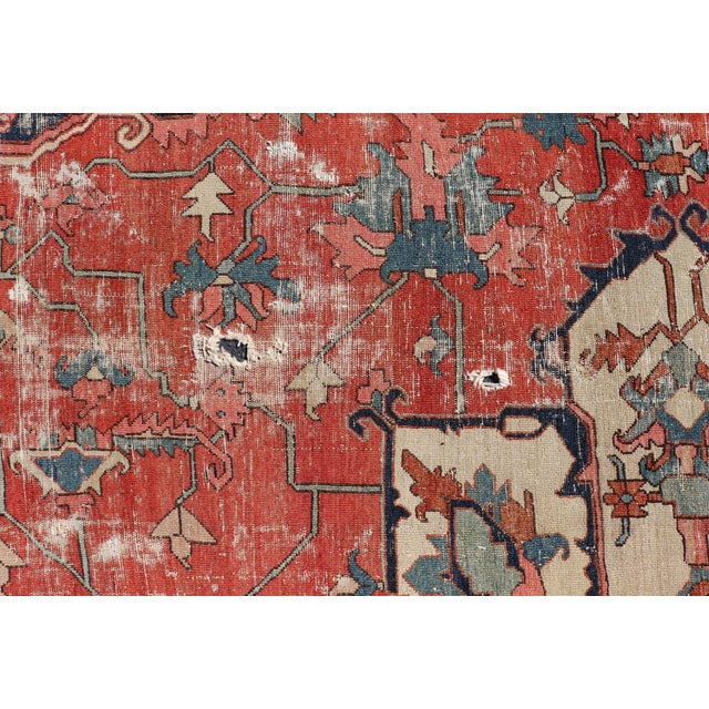 Textile Serapi Rug Featuring Ornate Central Medallion Design and Rich Colors 10'5 X 13'1 For Sale - Image 7 of 12