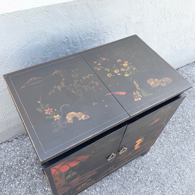 Vintage Chinese Hand Painted Extendable Dry Bar For Sale - Image 10 of 11