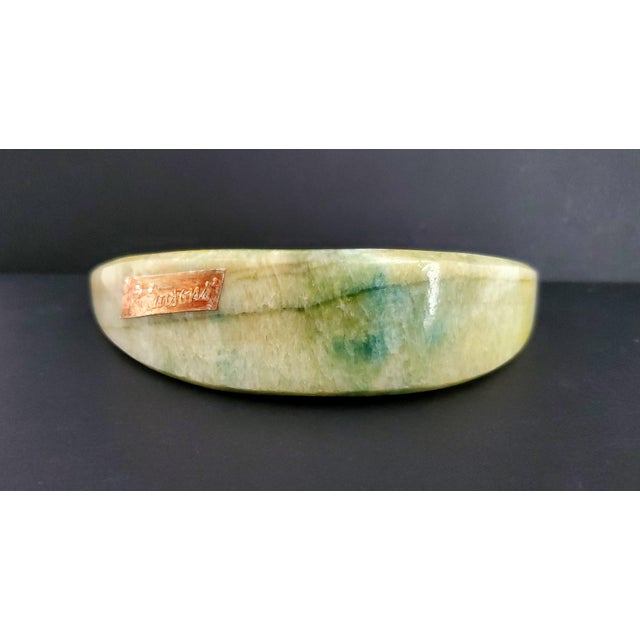 1950s Hand Carved Italian Alabaster Watermelon Fruit Sculpture Paperweight Signed For Sale - Image 9 of 10