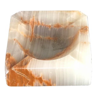 Vintage 1970s Banded Onyx Ashtray/Catchall For Sale