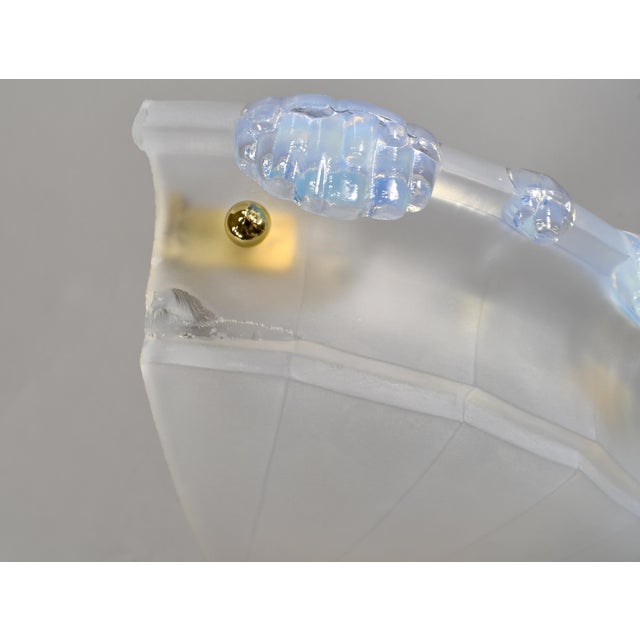 Sky Blue French Art Deco Opalescent Glass Large Art Deco Wall Sconces by Vandamme & Ezan 1930s - A Pair For Sale - Image 8 of 13