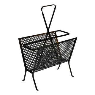 Vintage Perforated Metal Magazine Rack, 1960s For Sale