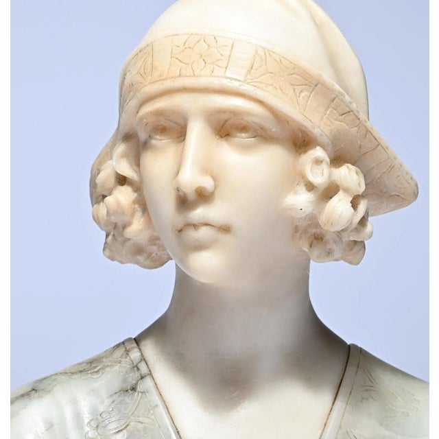 Michelotti, Female Bust, 20th Century, Marble For Sale - Image 4 of 10