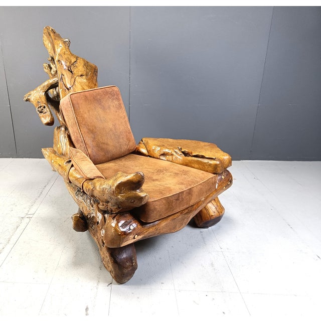1960s Olive Wood Lounge Chair, 1960s For Sale - Image 5 of 10