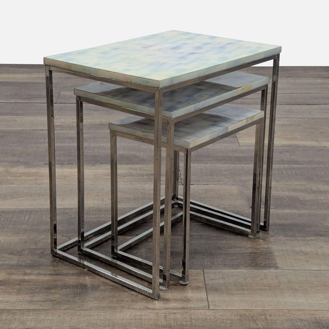 Modern Hd Buttercup White Faux Horn Nesting Tables For Sale - Image 3 of 8
