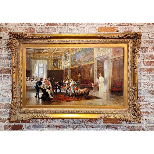 Mario Spinetti -A Private Concert for the Aristocratic Lady-19th century Oil painting Italian Romanticism & Genre - Oil...