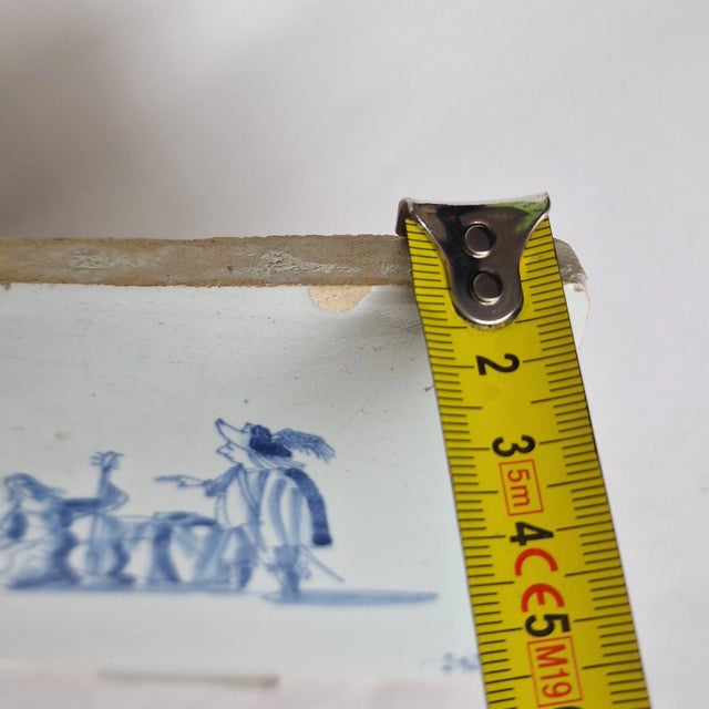 Dutch Delft Tile with Bass Player by Pytter Grauda, Harlingen, Friesland, 1630 For Sale - Image 6 of 8