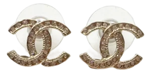 Chanel Classic Gold CC Crystal Piercing Earrings, A Pair