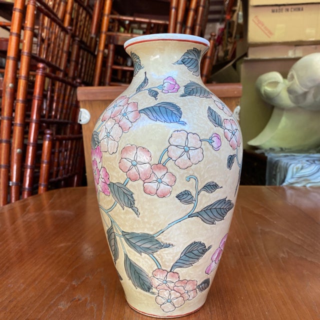 Vintage Matching Floral Bird Vases- a Pair For Sale - Image 4 of 12