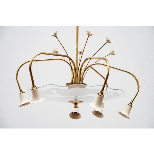 Vintage Six-Light Pendant Light, 1940s For Sale - Image 6 of 9