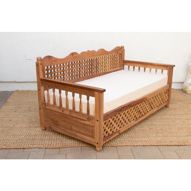 6' Long Mousharabi Reclaimed Teak Lounge Sofa For Sale - Image 9 of 11