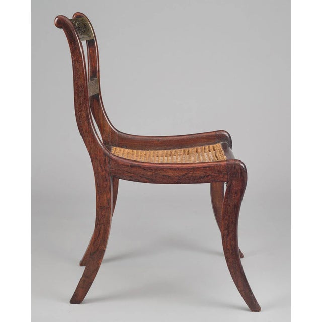 Regency Simulated Rosewood and Brass Side Chair For Sale In Boston - Image 6 of 10