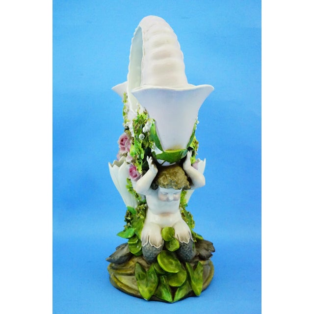 Green 19th Century Porcelain Vase with Barbotine Tritons by Richard Eckert & Co. Volkstedt Rudolstadt, Germany, 1890s For Sale - Image 8 of 18