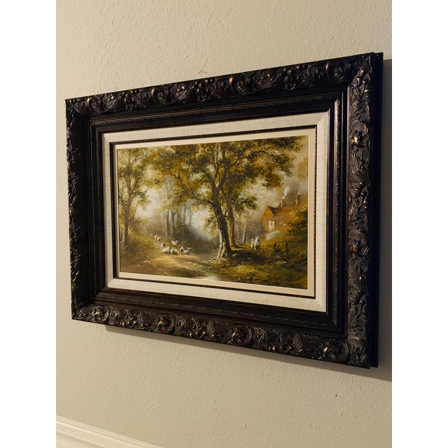 Original signed oil painting by Australian artist Warren Clarke (born 1935), dated 1989. This charming pastoral landscape...