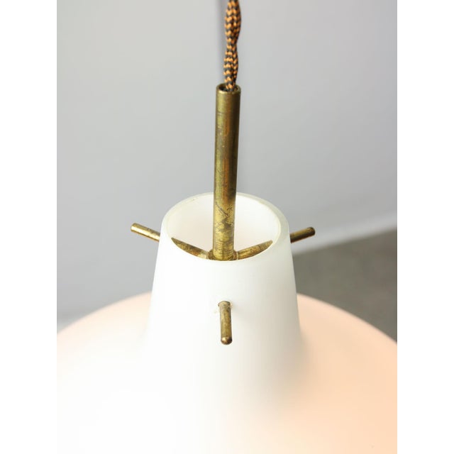 Mid-Century Italian Brass and Opaline Glass Pendant Lamp For Sale - Image 14 of 15
