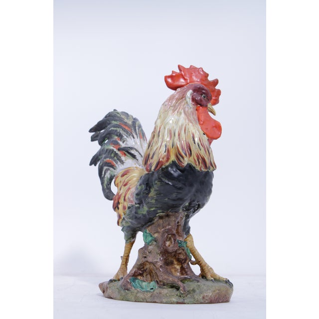 Vintage Pair of Corbet Italian Majolica Porcelain Roosters - Signed For Sale - Image 13 of 18