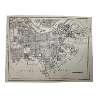 Antique 1920s Louisville Kentucky City Map For Sale