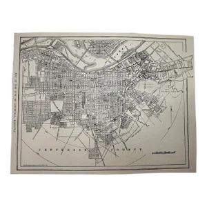 Antique 1920s Louisville Kentucky City Map