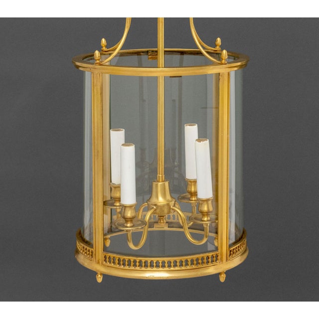 Brass Regency Style Gilt Brass Hanging Lanterns, Pair For Sale - Image 8 of 16
