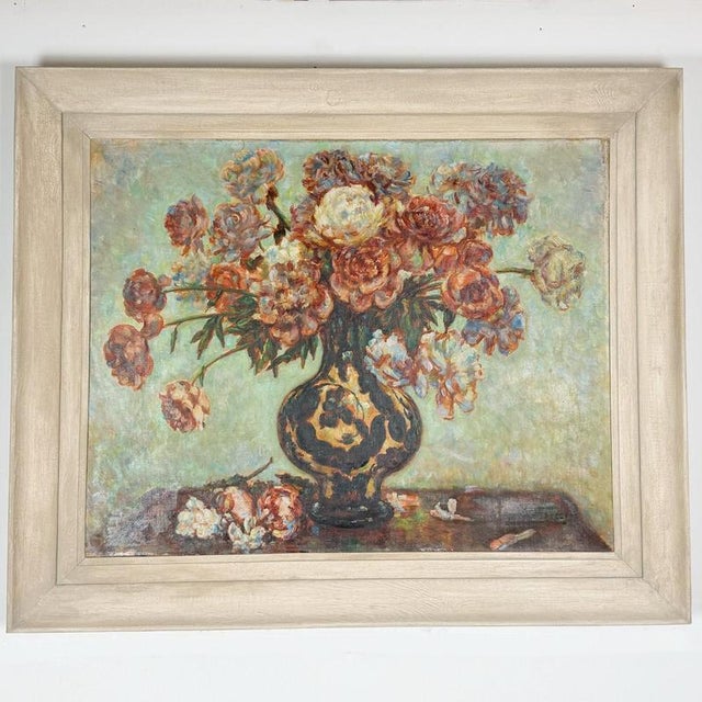 Antoine Ferracci, Floral Still LIfe, Oil on Camvas For Sale - Image 6 of 6