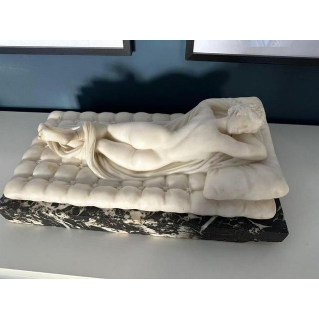 Baroque Italian School Artist, Nude Sculpture of Hermaphroditus, 19th Century, White Carrara Marble For Sale - Image 3 of 18