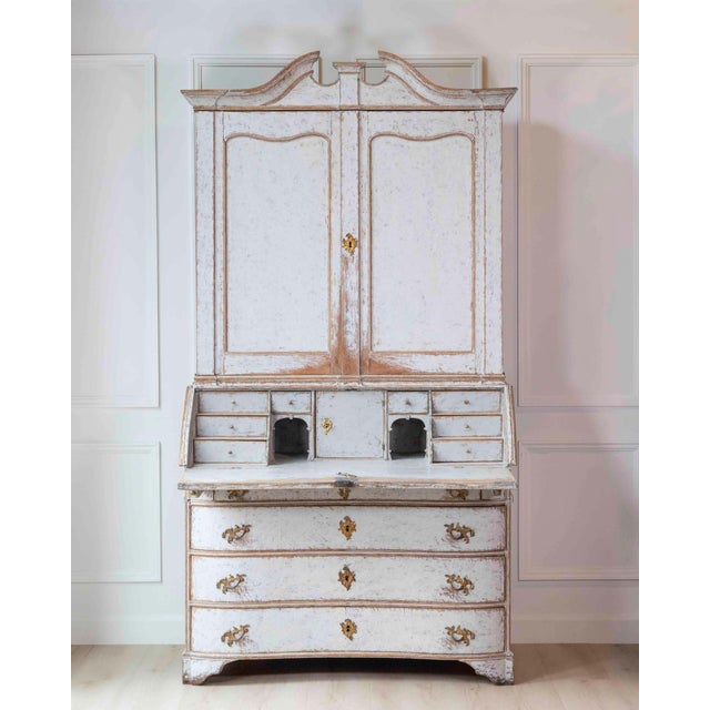Wood Danish 18th Century Rococo Secretary, c.1760 For Sale - Image 7 of 16
