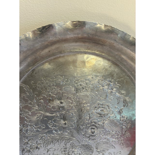 Vintage Federal Silver Co. Hand-Wrought Aluminum Floral Tray For Sale - Image 9 of 12