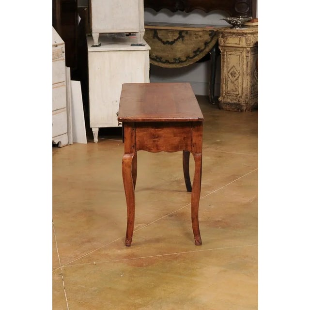 19th Century French Louis XV Style Walnut Console Table with Three Drawers For Sale - Image 10 of 13