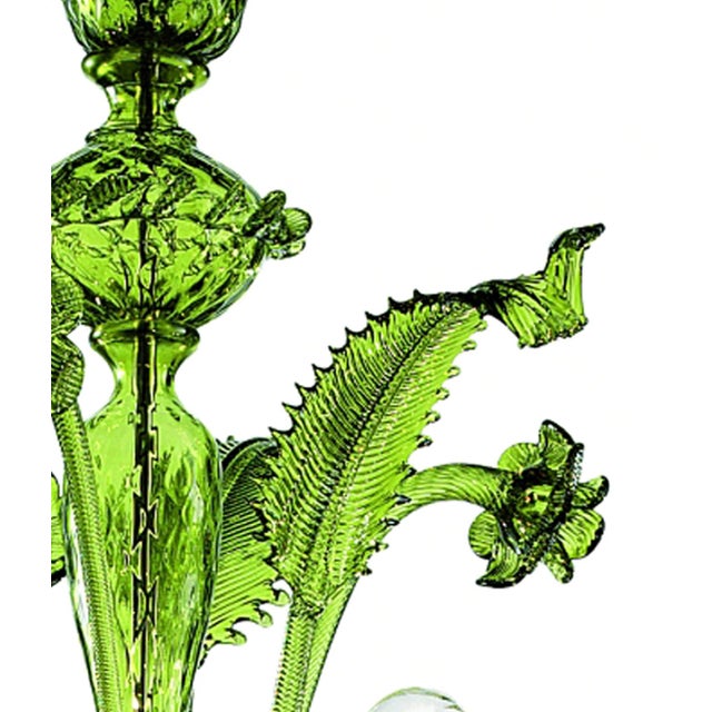 Metal Contemporary Translucent Green Murano Glass Chandelier For Sale - Image 7 of 9