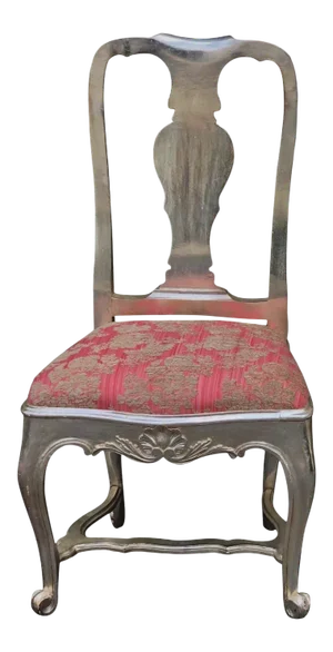Antique George III Silverleaf Giltwood & Pink Chenille Side Chair