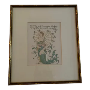Original Antique Lithograph Print by Walter Crane 1889., Framed