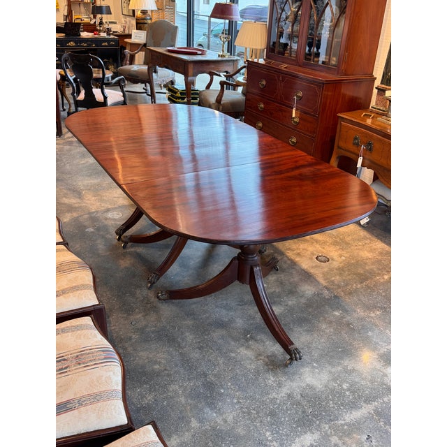 19th Century Mahogany Triple Pedestal Dining Table For Sale - Image 17 of 18