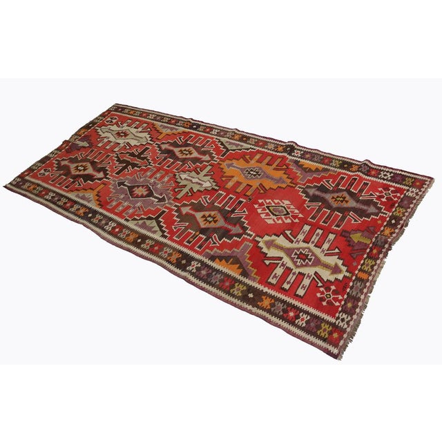 Fine Hand-woven caucasian Kilim\. Typically geometric designs are used and these Kilims usually come in a variety of...