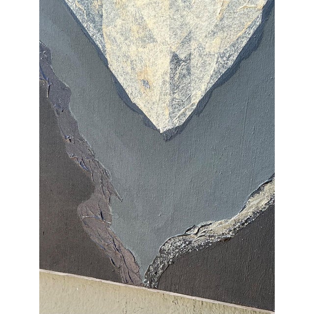 Gray Vintage Geometric Abstract Oil Painting For Sale - Image 8 of 18