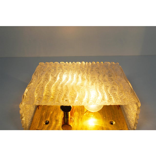 Gold Vintage Italian Brass and Murano Glass Wall Lights, 1970s, Set of 2 For Sale - Image 8 of 9