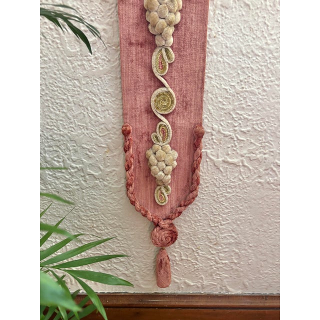 19th Century 19th Century Victorian Velvet Raised-Embroidery Bell Pull For Sale - Image 5 of 6