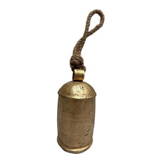 Vintage Large Rustic Cowbell With Rope Handle For Sale