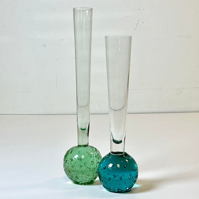Mid 20th Century Mid-Century Italian Boho Chic Hollywood Regency Controlled Bubble Bud Vases - Set of 2 For Sale - Image 5 of 7